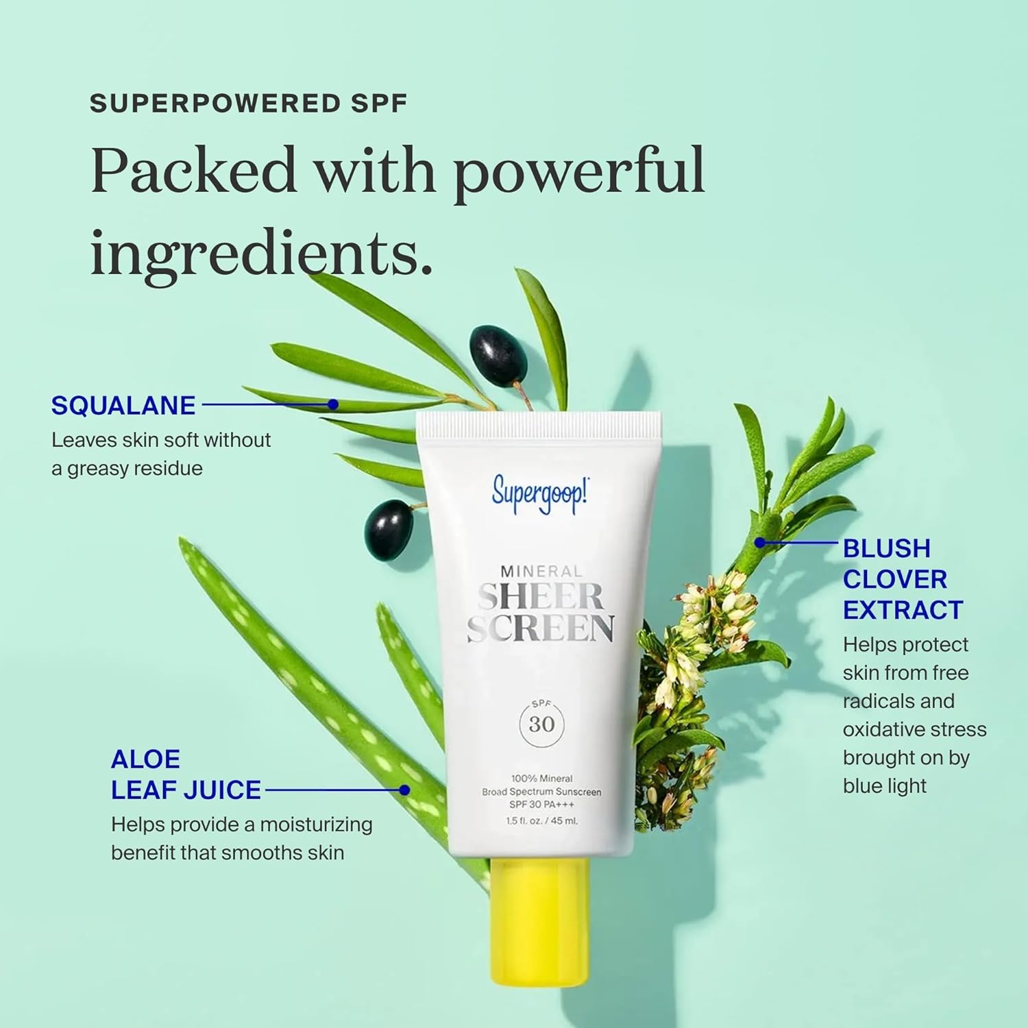 Supergoop! Mineral Sheerscreen SPF 30 PA+++, 1.5 fl oz - 100% Mineral, Broad Spectrum Face Sunscreen For All Skin Types